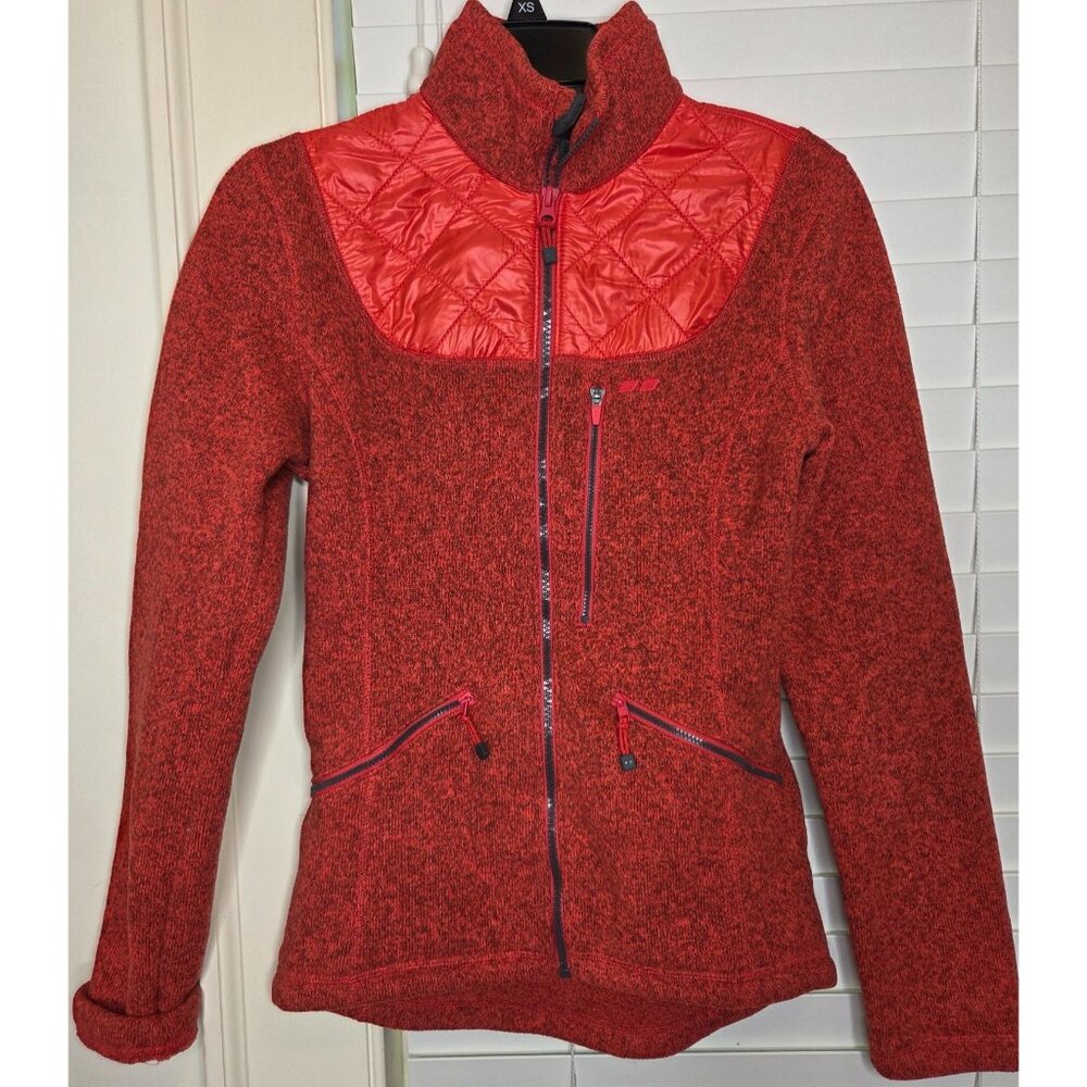 Womens Koppen Hybrid Fleece Quilted Outdoor Jacket Red Heather XS